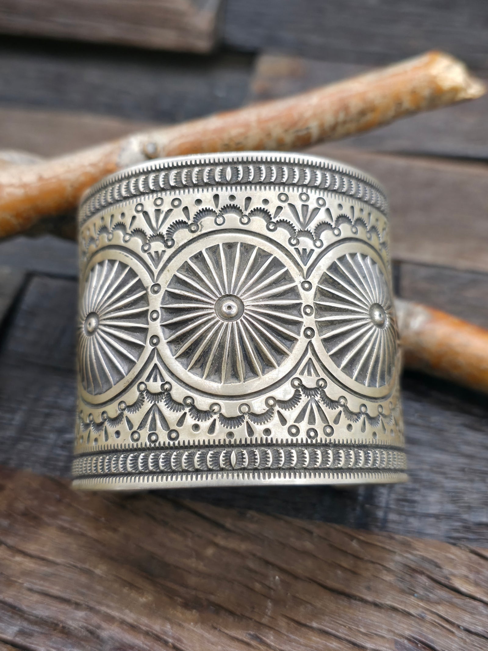 Stamped Sterling Silver Cuff Bracelet by Herman Smith - 7 in. with Gap