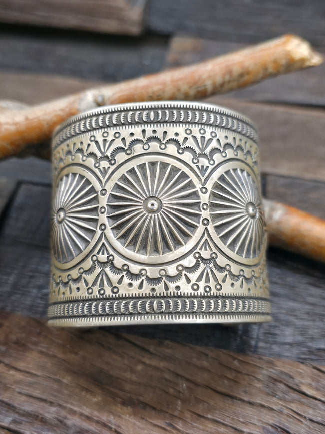 Stamped Sterling Silver Cuff Bracelet by Herman Smith - 7 in. with Gap