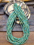 20 Strand Green Turquoise Heishi Bead Necklace by Fred Archuleta - 25 in.