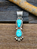 Sterling Silver Two Stone Blue Bird Turquoise Pendant by LaRose Ganadanegro