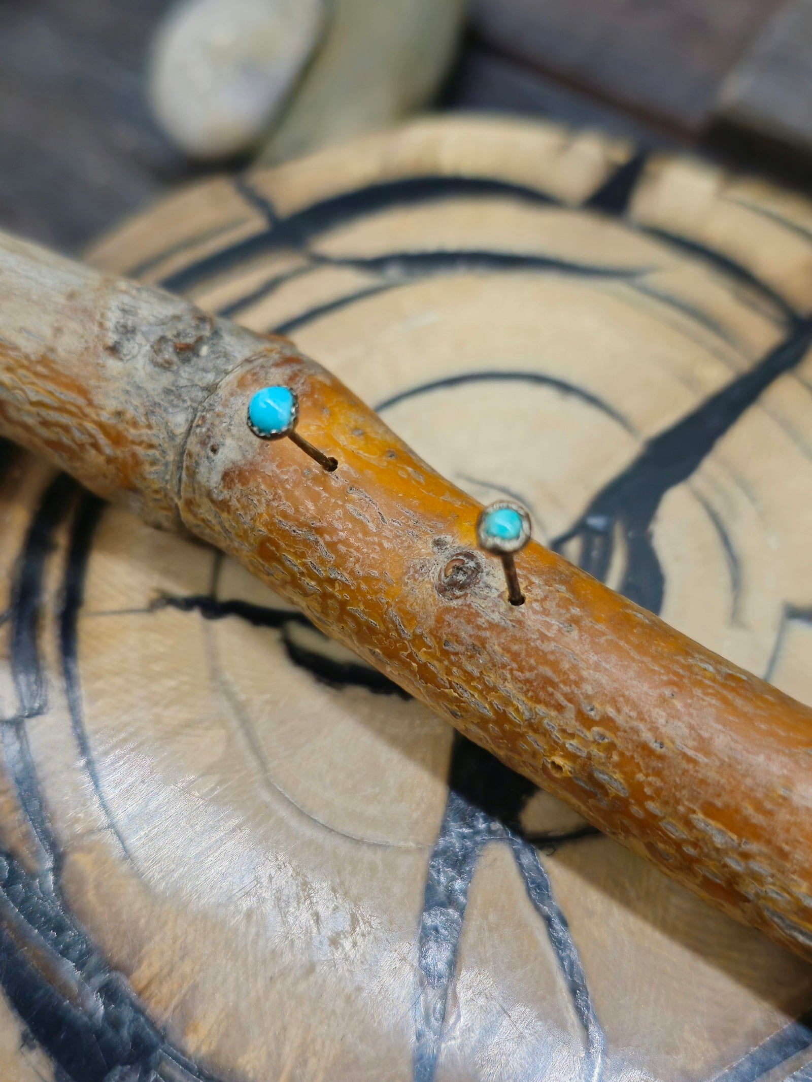Vintage/Estate Sterling Silver and Turquoise Micro Mini Post Earrings