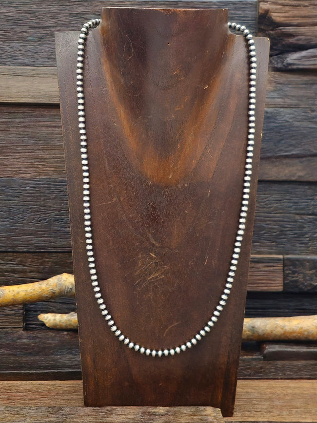 Sterling Silver Oxidized Bead Necklace 4mm 22 in.