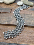 Sterling Silver Flower Chain Mail Bracelet - 9 in.