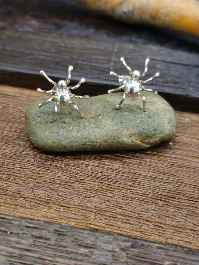Sterling Silver Spider Post Earrings by Effie Garfield