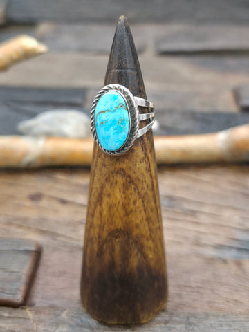 Sterling Silver Sonoran Turquoise Ring by Walter Vandever - Size 8