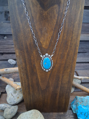 Mixed Sterling Silver Bead Necklace with Larimar, Coral, Lapis, and Sonoran - 22 in.