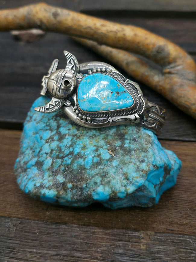 Sterling Silver Turquoise Kachina Cuff by Bennie Ration - 6 3/4 in.
