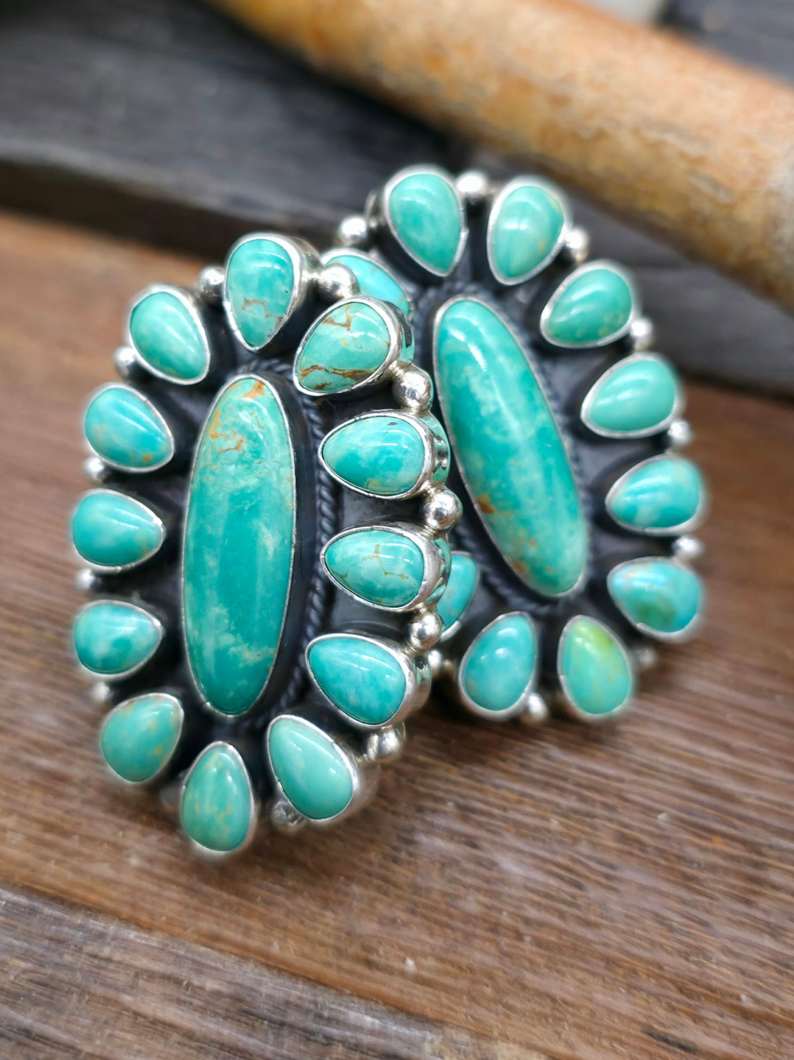 Green Turquoise Cluster Post Earrings by C. Wylie