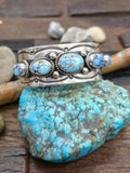 Five Stone Golden Hill Sterling Silver Cuff by J. Nelson - 6 1/4 in. with Gap