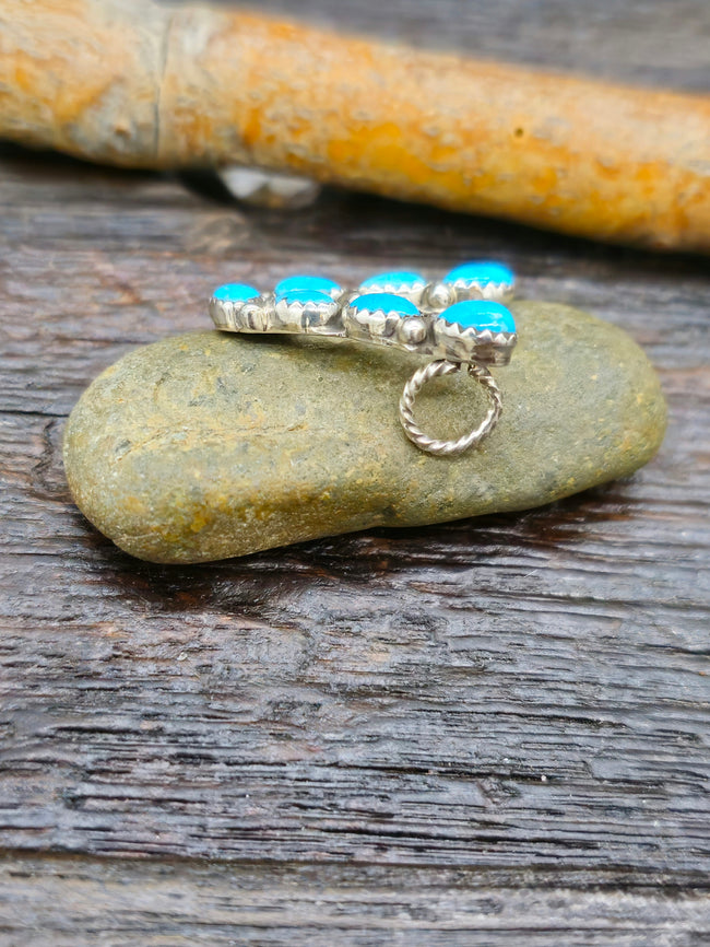 Turquoise and Sterling Silver Monogram Pendant "V" 1 in.