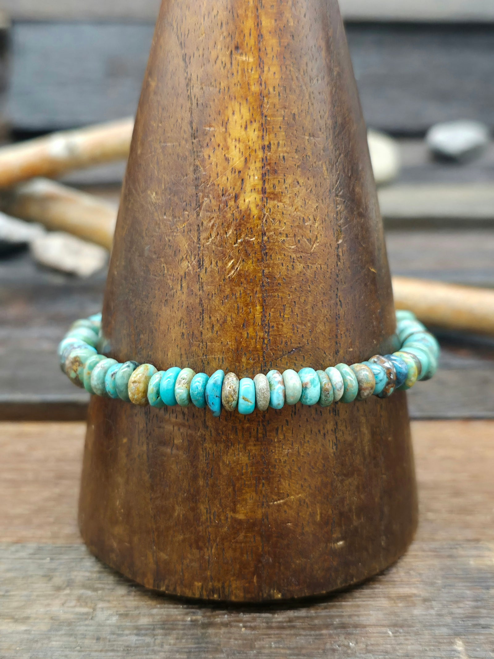 Turquoise and Sterling Silver Bracelet - 8 in.