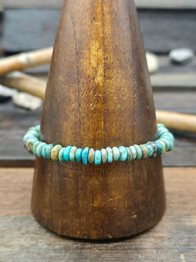 Turquoise and Sterling Silver Bracelet - 8 in.