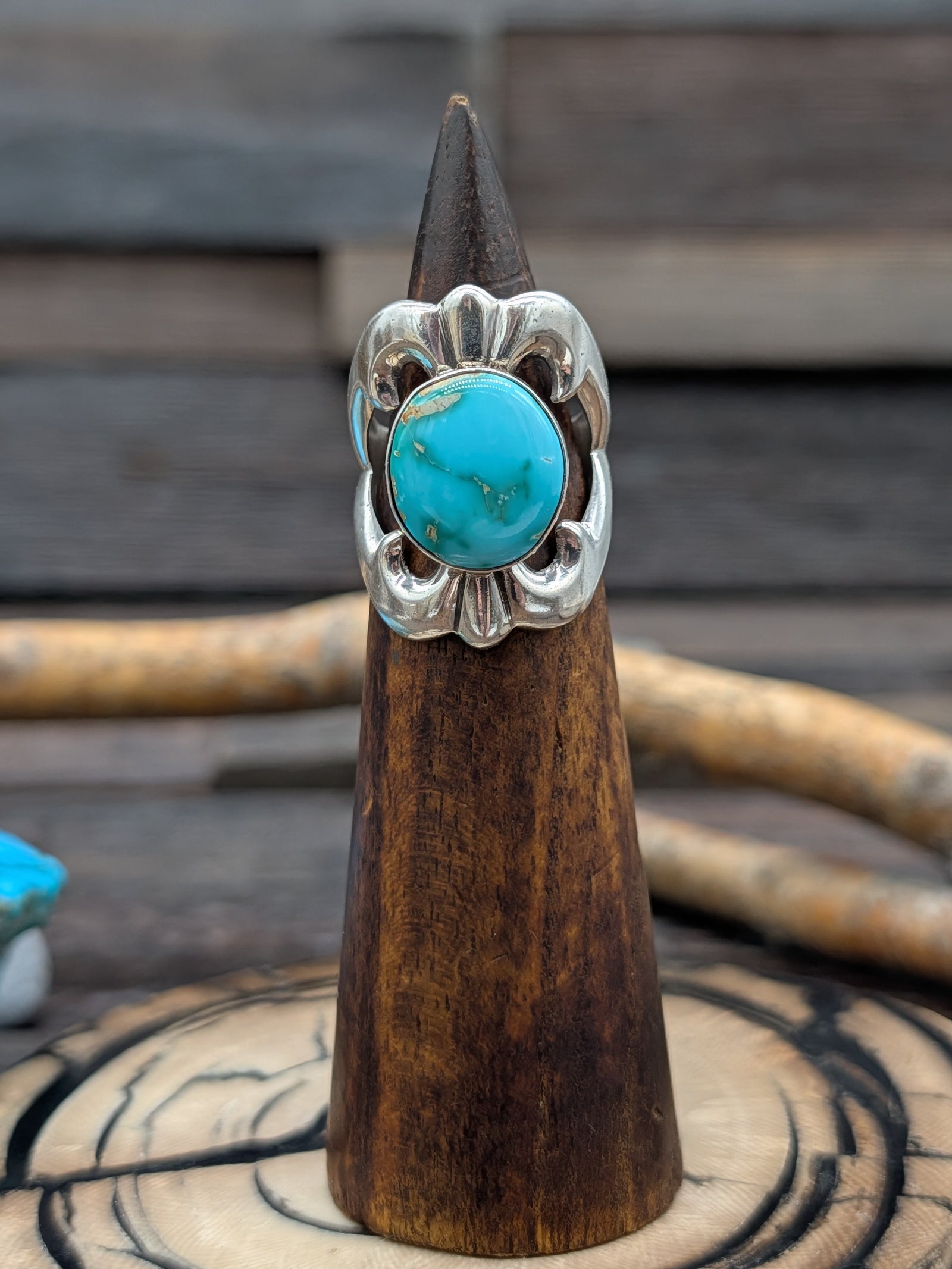 Sterling Silver and Sonoran Turquoise Ring by Isabelle Kee - Size 8