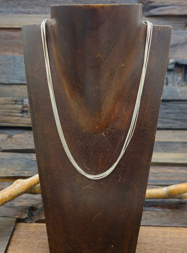 5 Strand Liquid Silver Necklace - 16 In.