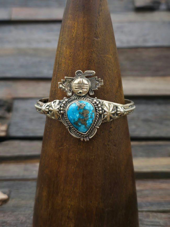 Sterling Silver Turquoise Kachina Cuff by Bennie Ration - 6 1/2 in.