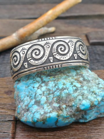 Stamped Sterling Silver Coral Cuff by Sunshine Reeves - 6 3/4 in.