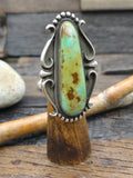 Sterling Silver Pilot Mountain Turquoise Statement Ring by Terry Martinez - Size 9 1/4