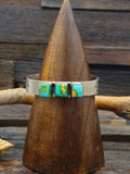 Three-Stone Sonoran Turquoise Sterling Silver Cuff by LaRose Ganadanegro - 6 1/2in.