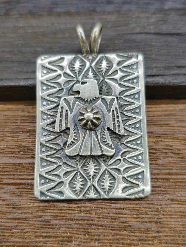 Oxidized Sterling Silver Thunderbird Pendant