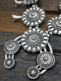 Sterling Silver Squash Blossom Necklace and Earring Set by Tom Lewis - 26 in.
