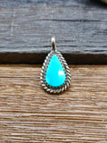 Vintage/Estate Sterling Teardrop Blue Turquoise Mini Pendant