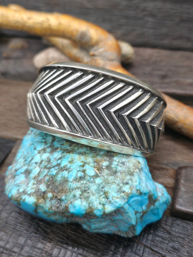 Cast Sterling Silver Cuff Bracelet by Aaron Anderson - 7 1/4 in. with Gap