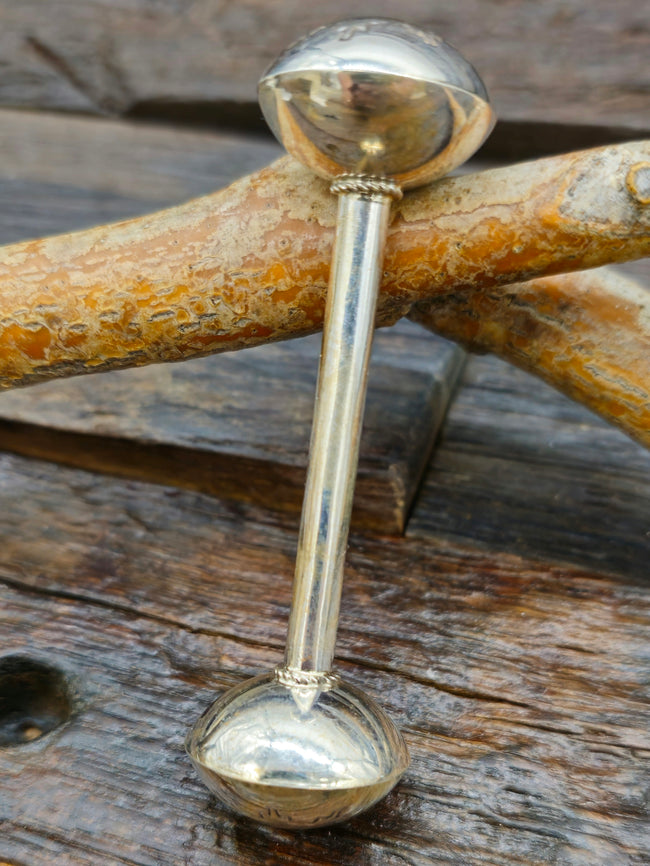 Stamped Sterling Silver Baby Rattle by Monica Smith - S