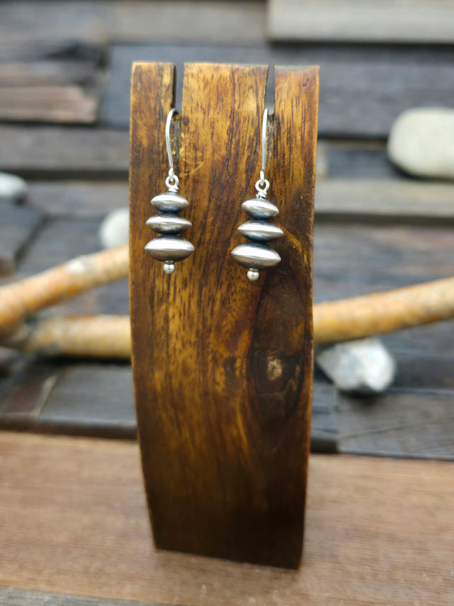 Oxidized Sterling Silver Saucer Bead Earrings by Bryannen Halwood
