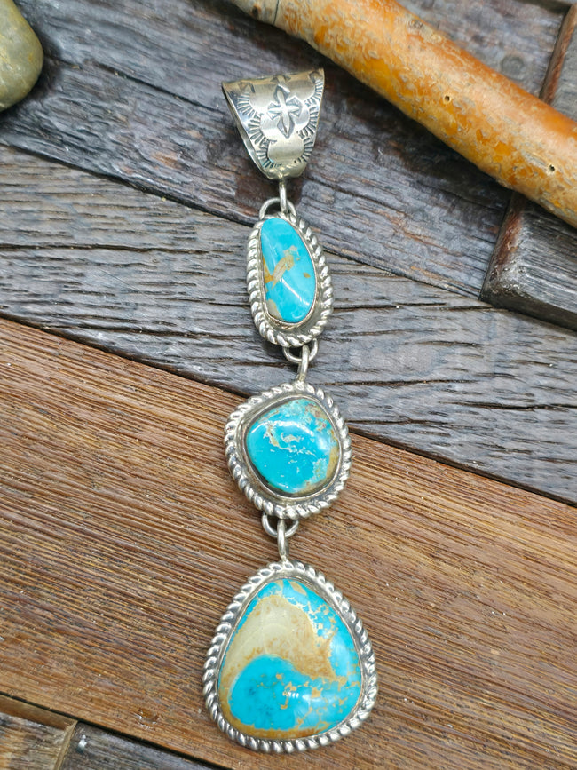 Turquoise 3 Stone Pendant by Jacob Troncosa