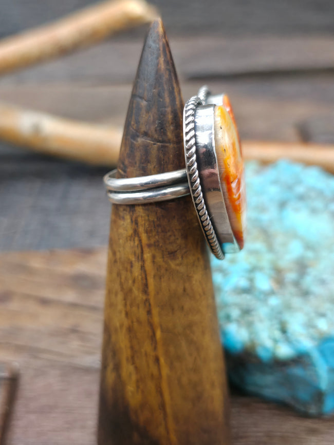 Medium Sterling Silver Spiny Oyster Heart Ring by Randall Enditto - Adjustable