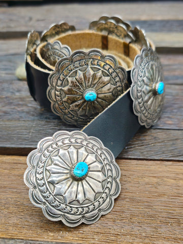 Oversize Sterling Silver Turquoise Hoop Earrings