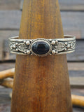 Stamped Sterling Silver and Black Onyx Bracelet by Happy Piasso