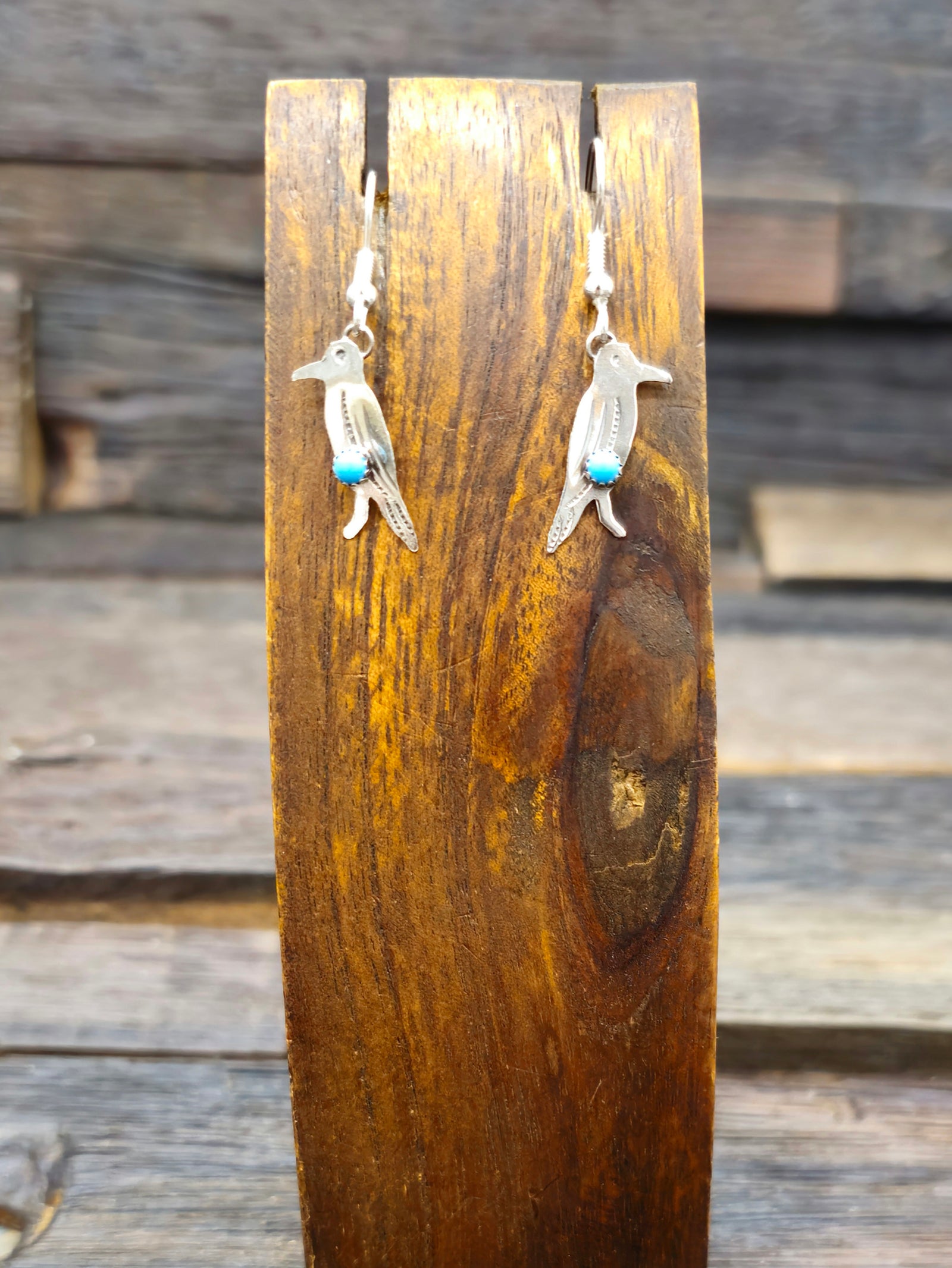 Mini Turquoise Raven Earrings by Lucille Platero