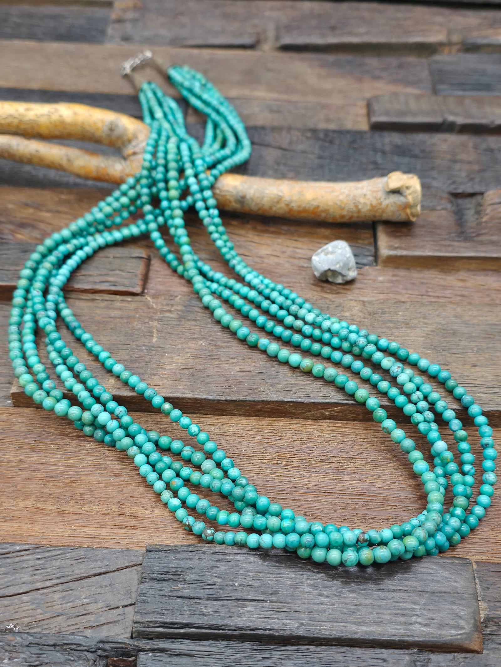 Five Strand Sky Horse Turquoise Bead Necklace - 34 in.