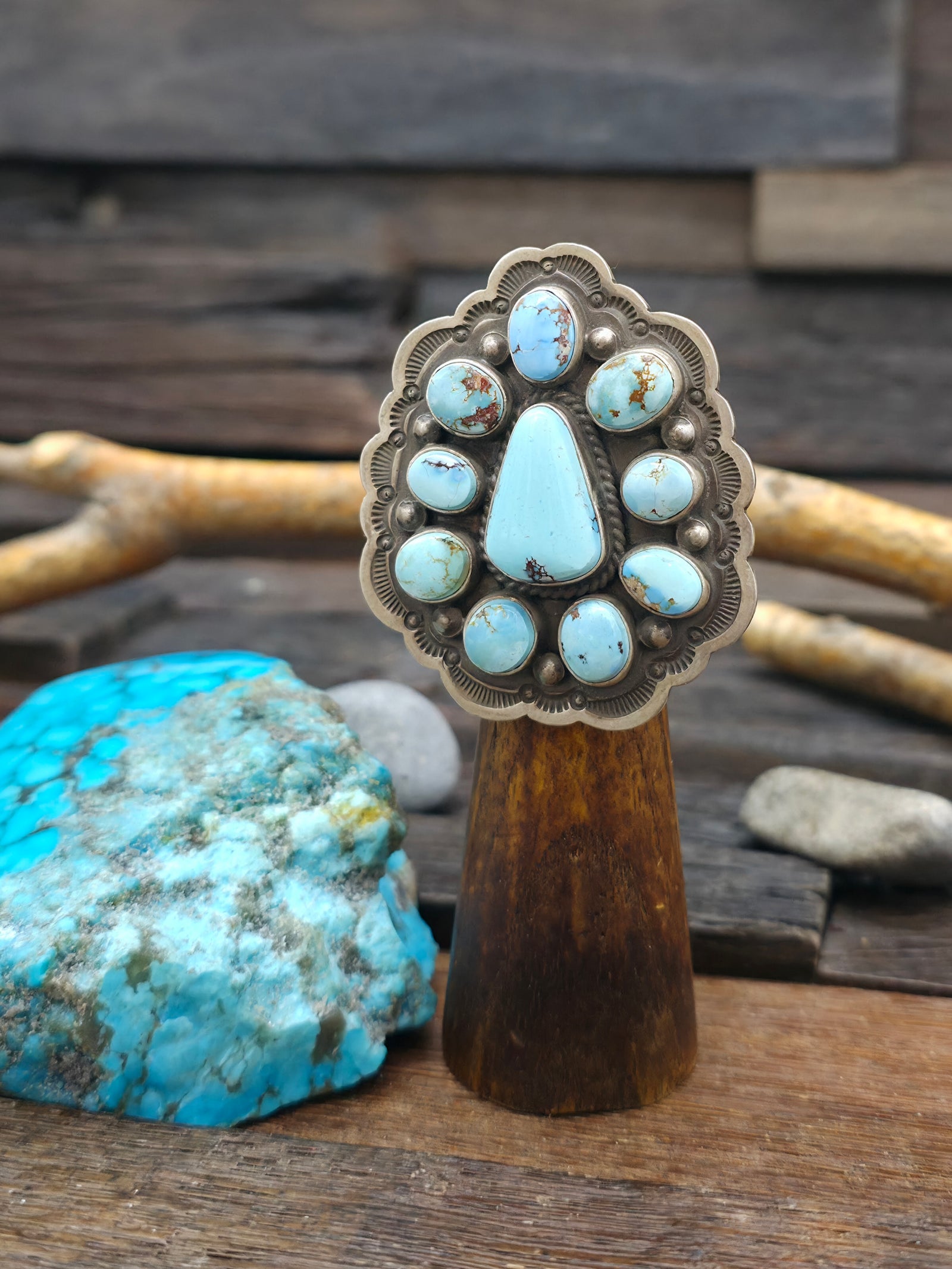 Sterling Silver Golden Hills Cluster Ring by Herman Smith -  Size 6 1/2