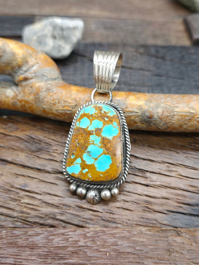 Sterling Silver Boulder Turquoise Pendant by La Rose Ganadanegro