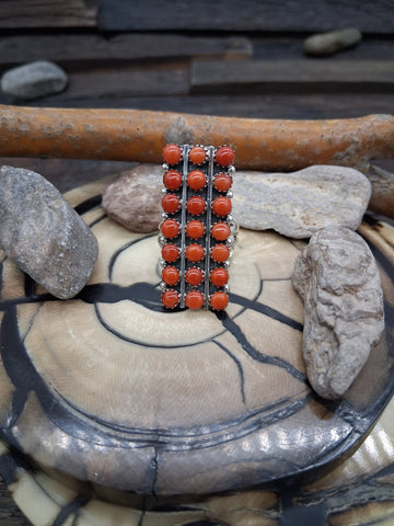 Red Spiny Oyster Sterling Silver Oval Post Earrings by Prescilla Smith