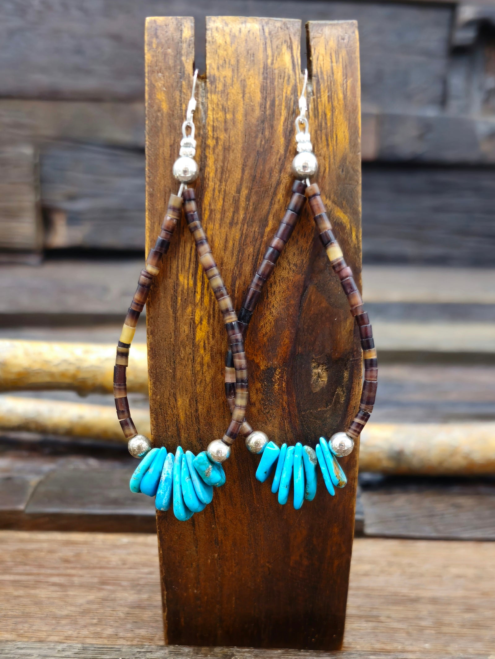 Heishi and Turquoise Loop Earrings