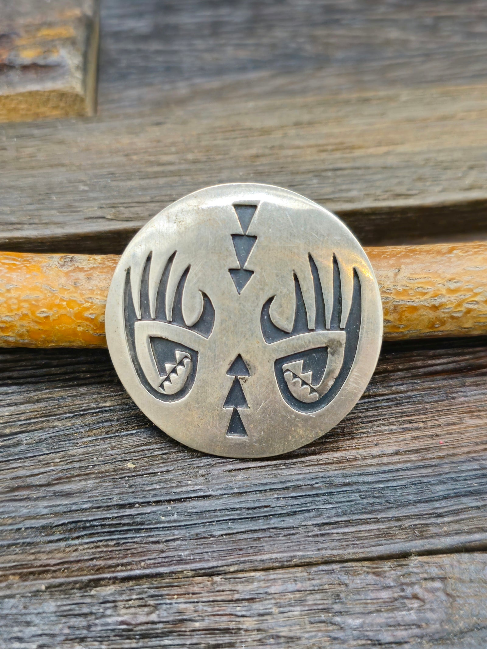 Vintage/Estate Sterling Silver Bear Paw Overlay Pin/Pendant