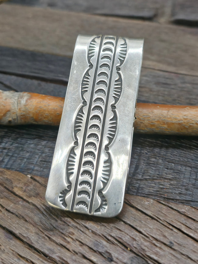 Extra Large Stamped Sterling Silver Money Clip by Delbert Delgarito - 3 in. by 1 1/4 in.