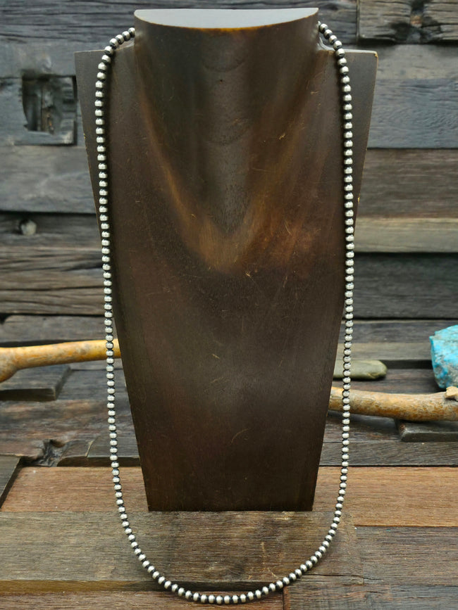 Oxidized Sterling Silver Bead Necklace - 4 mm 28 in.