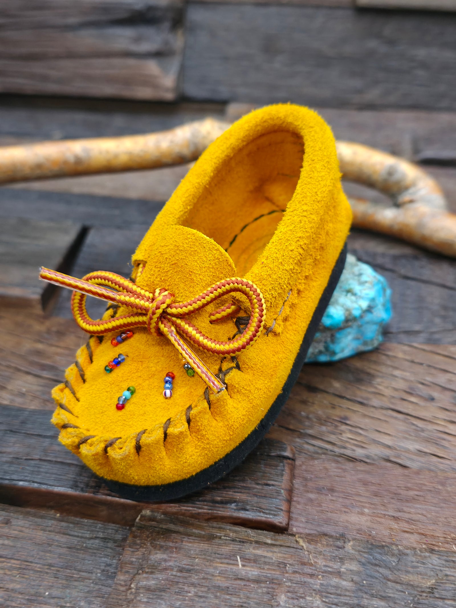 Bastien Infant Beaded Moccasins - Tan