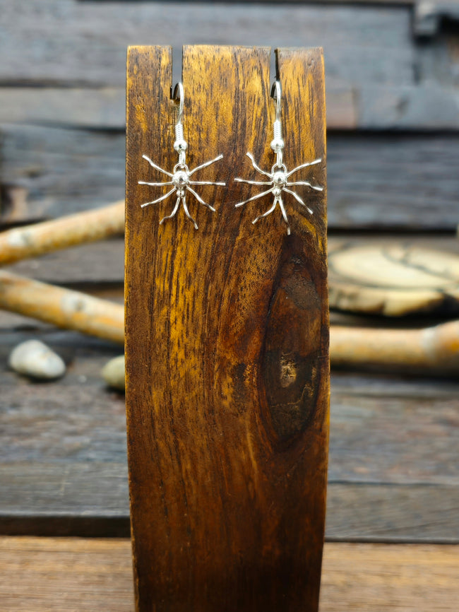 Sterling Silver Spider Earrings by Lucille Platero