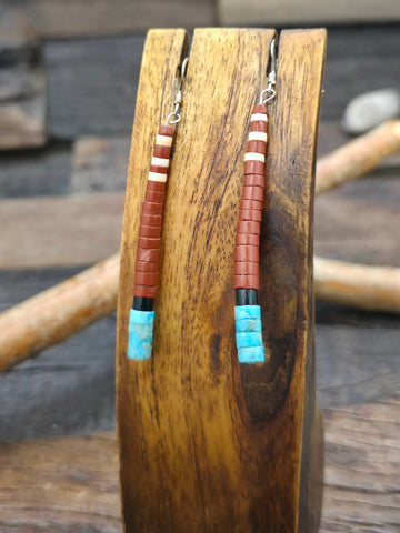 Copper and Green Turquoise Bead Loop Earrings