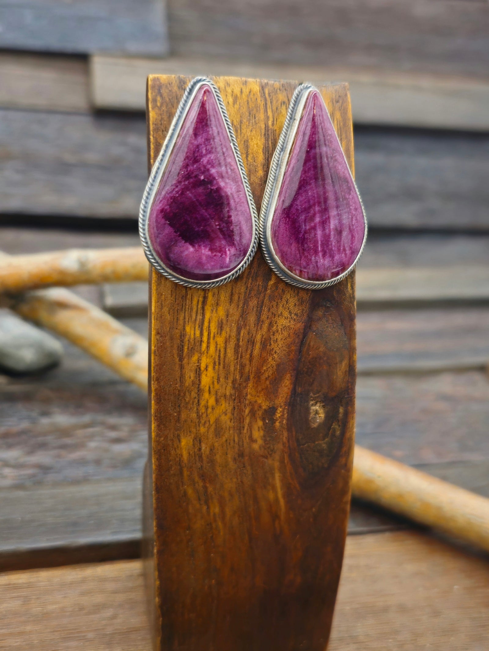 Purple Spiny Post Earrings by Kathleen Livingston