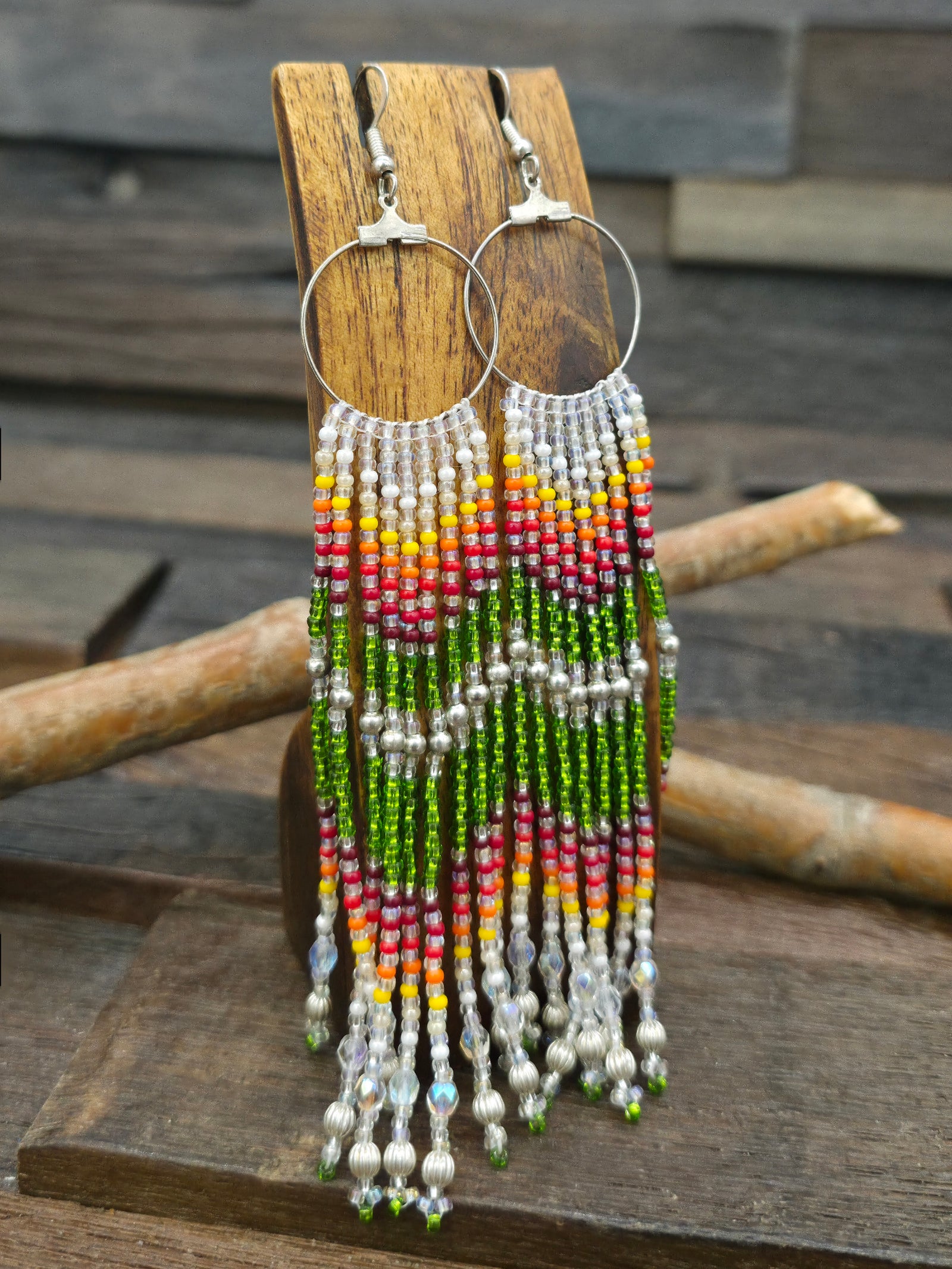 Beadwork Fringe Earrings by Delaine Desderio-Pino -  5 1/2 in. by 1 in.