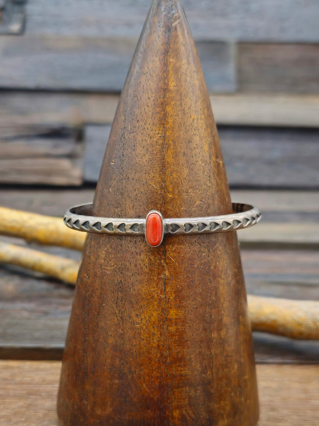 Heart Stamped Coral Cuff by Sunshine Reeves - 7 in