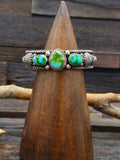 Oxidized Sterling Silver and Three-Stone Sonoran Turquoise Bracelet by Albert Jake 6 in.