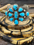 Blue Turquoise Cluster Bracelet by Tillie Jon 7 in.