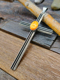 Sterling Silver Spiny Oyster Cross Pendant by Harry Yazzie